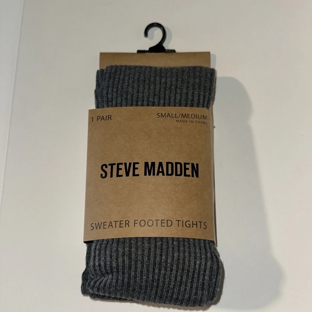 Steve Madden Gray Ribbed Crew Socks